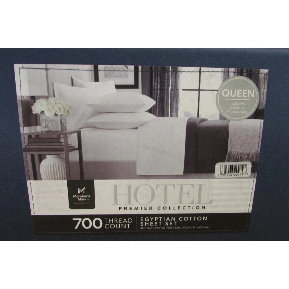 Member's Mark Egyptian Cotton 6-Piece Sheet Set, 700 Thread Count, Queen, Blue